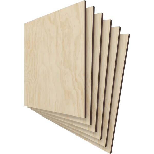 11 3/4W X 11 3/4H X 1/4T Wood Hobby Boards, Birch, 6PK
